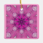 PAARSE PINKFLORAAL MET HARTFLOWER PETALEN KERAMISCH ORNAMENT (Voorkant)