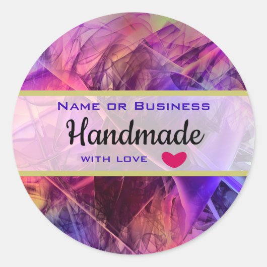Paarse Pinks Modern Abstract handgemaakt Ronde Sticker (Voorkant)
