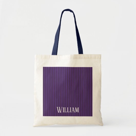 Paarse pinstripes tote bag (Voorkant)