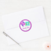 Paarse Pinwheels en Polka Dots Ronde Sticker (Envelop)