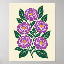 Paarse Pioen Bloem Botanische Illustratie