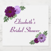 Paarse Pioen Bloem Bruidsdouche Sparkling Wijnetiket (Enkel label)