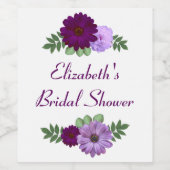 Paarse Pioen Bloem Bruidsdouche Wijn Etiket (Enkel label)