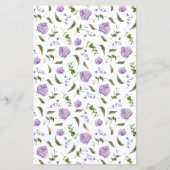 Paarse Pioen Bloem Bruiloft Diner Menu (Achterkant)