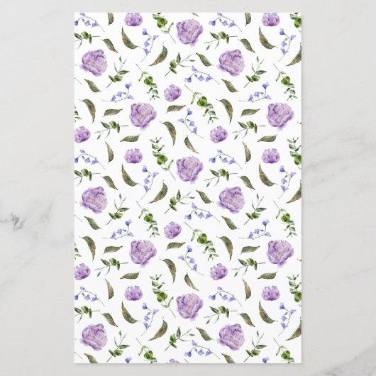 Paarse Pioen Bloem Bruiloft Diner Menu (Achterkant)