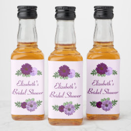 Paarse Pioen Bloem Bruiloft Feest Likeurfles Etiket