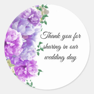 Paarse Pioen Bloemen Bedank Sticker