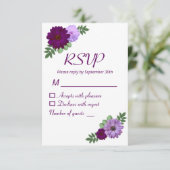 Paarse Pioen Bloemige Bruidsdouche RSVP Kaartje (Staand voorkant)