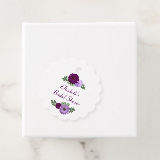 Paarse Pioen Bloemige Bruiloftsdouche Bedankjes Labels (In situ)