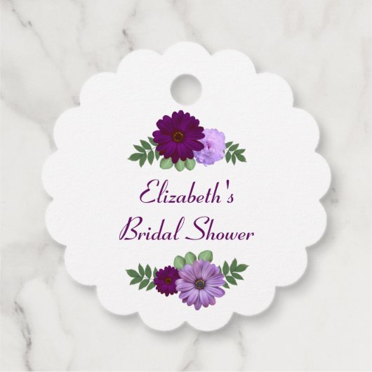 Paarse Pioen Bloemige Bruiloftsdouche Bedankjes Labels (Achterkant)