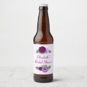 Paarse Pioen Bloemige Bruiloftsdouche Bier Etiket (Voorkant)