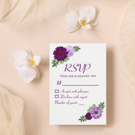 Paarse Pioen Bloemige Bruiloftsdouche RSVP Kaartje