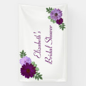 Paarse Pioen Bloemige Bruiloftsdouche Spandoek (Verticaal)