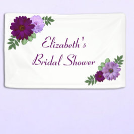 Paarse Pioen Bloemige Bruiloftsdouche Spandoek