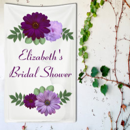 Paarse Pioen Bloemige Bruiloftsdouche Spandoek