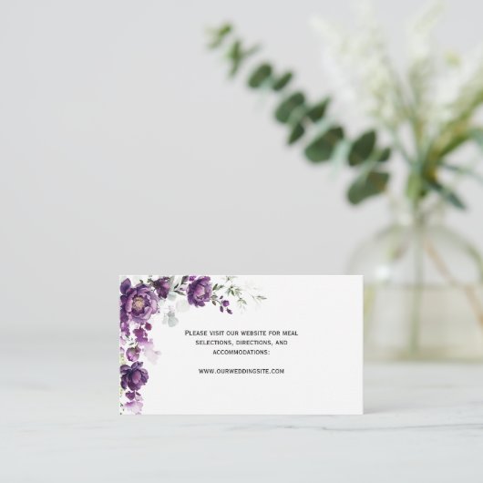 Paarse Pioen Bloemige Envelopkaarten Informatiekaartje (Staand voorkant)