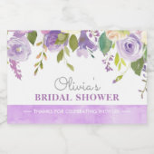 Paarse Pioen Bruiloft Thee Party Mini Sparkling Wijnetiket (Enkel label)