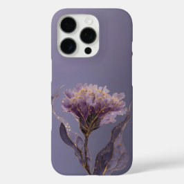 Paarse Pioen Geïnspireerde Bloemige Gouden Accente iPhone 16 Pro Hoesje