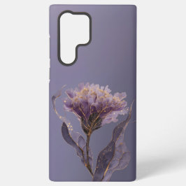 Paarse Pioen Geïnspireerde Bloemige Gouden Accente Samsung Galaxy Hoesje