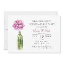 Paarse Pioen Glas Fles Vaas Housewarming