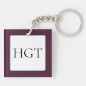 Paarse Pioen Glas-in-lood Sleutelhanger (Achterkant)