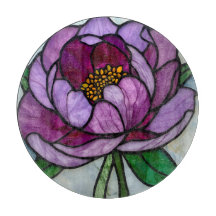 Paarse Pioen Glas-in-Lood