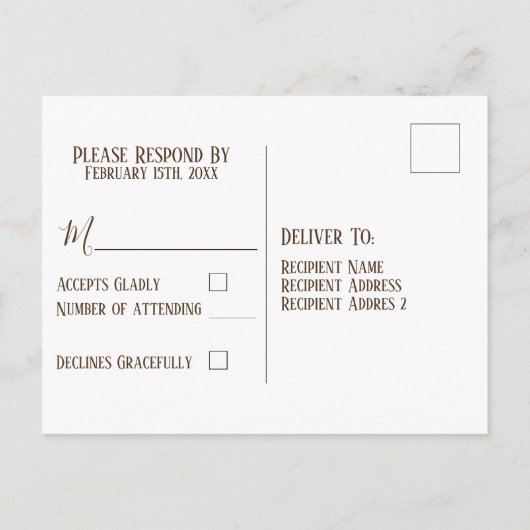 Paarse pioen huwelijks RSVP kaart (Achterkant)