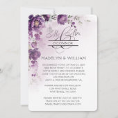 Paarse pioen receptie alleen uitnodiging (Voorkant)