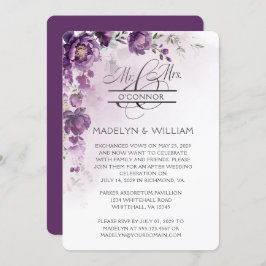 Paarse pioen receptie alleen uitnodiging