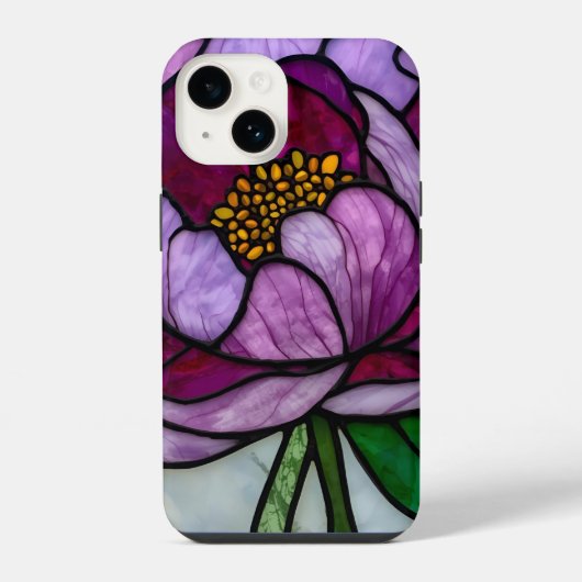 Paarse Pioen Vervaard iPhone Hoesje (Achterkant)