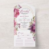 Paarse Pioen Vrijgezellenfeest Recept Alles in Een All In One Uitnodiging (Binnen)