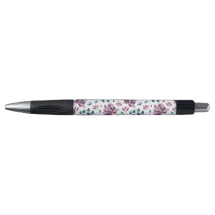 Paarse pioen waterverf bloemige Trouwpen Pen