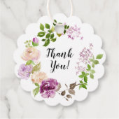 Paarse Pioenen Bloemen Eerste Heilige Communie Bedankjes Labels (Achterkant)