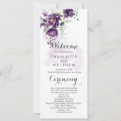 Paarse pioenen bloemenbruiloft programma (Voorkant)