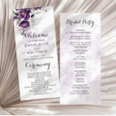 Paarse pioenen bloemenbruiloft programma