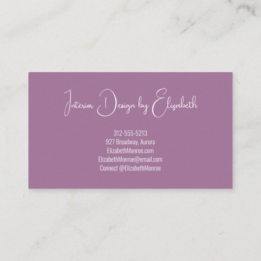 Paarse pioenen bloemig visitekaartje (Achterkant)