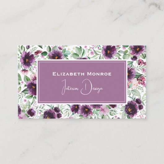 Paarse pioenen bloemig visitekaartje (Voorkant)