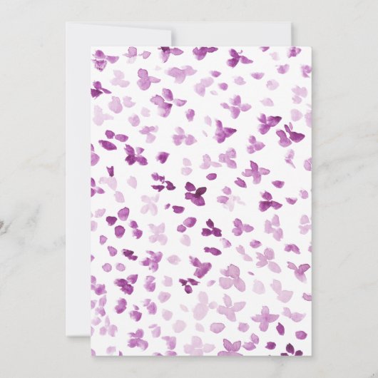 Paarse pioenen Floral krans doop uitnodiging (Achterkant)