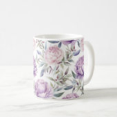 Paarse pioenen Regency kern esthetisch Koffiemok (Voorkant rechts)