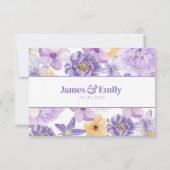 Paarse pioenen Romance bruiloft RSVP Kaart (Achterkant)