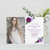 Paarse pioenroos Floral Afstuderen Kaart (Staand voorkant)