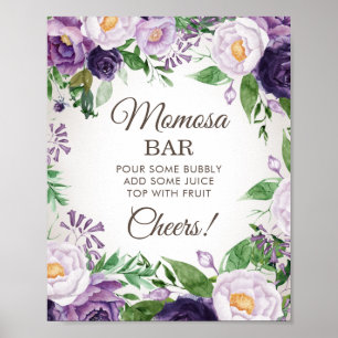 Paarse Pioenrozen Bloemenkindercrècheshower Momosa Poster