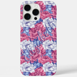 Paarse Pioenrozen Custom Naam Iphone Hoes Voor Vri