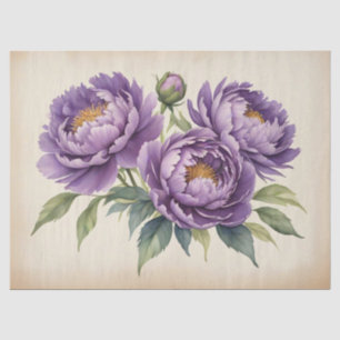 Paarse Pioenrozen op Perkament Decoupage Tissuepapier