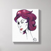Paarse Piraat Dame Paars Haar Vrouw Tekening Kunst Canvas Afdruk (Voorkant)