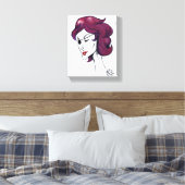 Paarse Piraat Dame Paars Haar Vrouw Tekening Kunst Canvas Afdruk (Insitu (Slaapkamer))