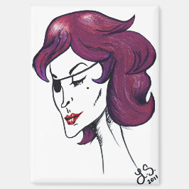 Paarse Piraat Dame Paars Haar Vrouw Tekening Kunst Magneet