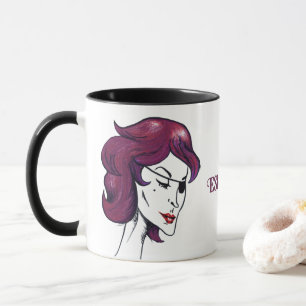Paarse Piraat Dame Paars Haar Vrouw Tekening Kunst Mok