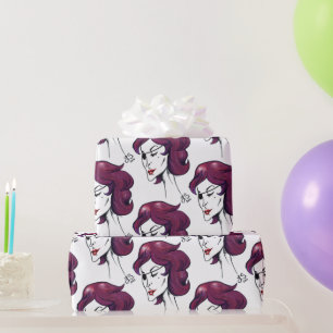 Paarse Piraat Dame Purperen Haar Vrouw Tekening Ku Cadeaupapier