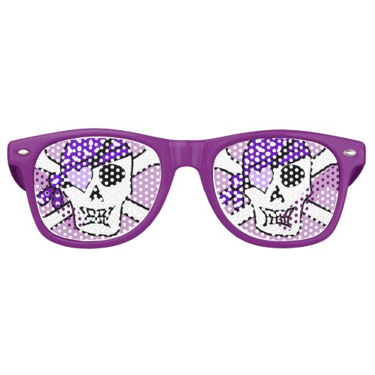 Paarse Pirate Crossbones Retro Zonnebril (Voorkant)